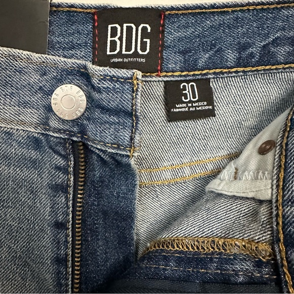 BDG Mom High Waist Denim Faded Blue Jean Shorts - Picture 2 of 6